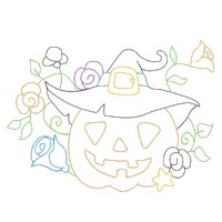 Pumpkin Halloween Machine Embroidery Design - Vintage Stitch